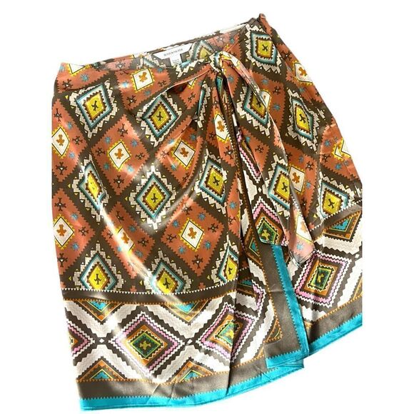 Boston Proper Desert Diamond Faux Wrap SW Sarong Mini Skirt Size 6 - Picture 9 of 9